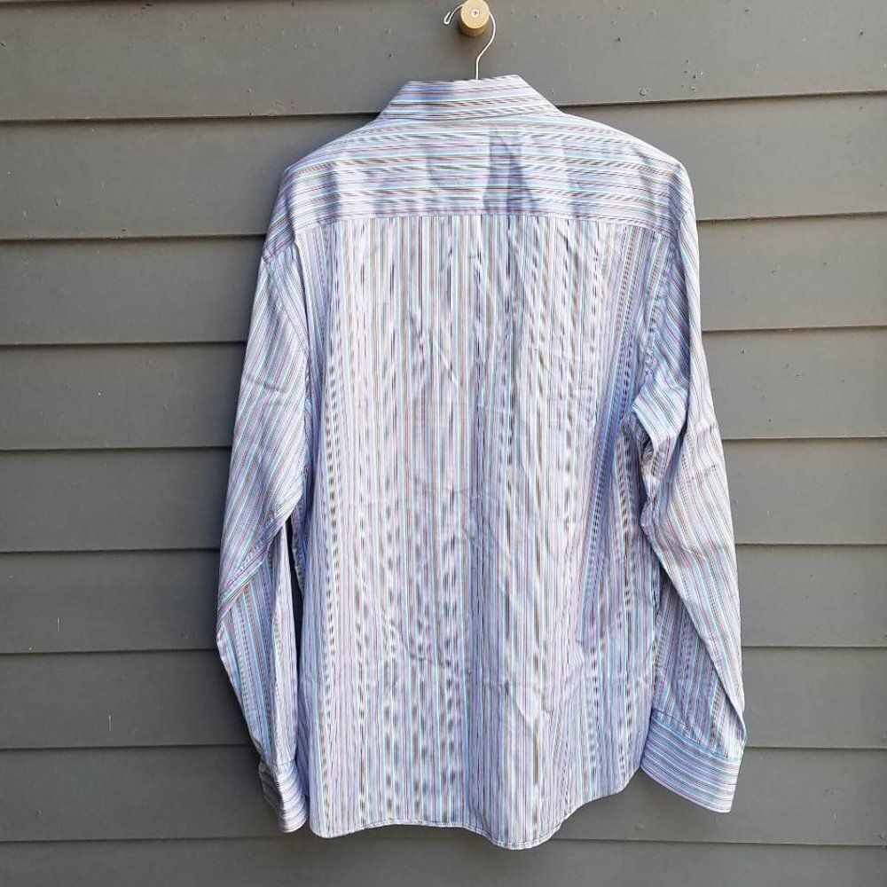 Luxury Men's Bugatchi  Striped Button Down Dress Shirt Size XXL - Picture 3 of 11